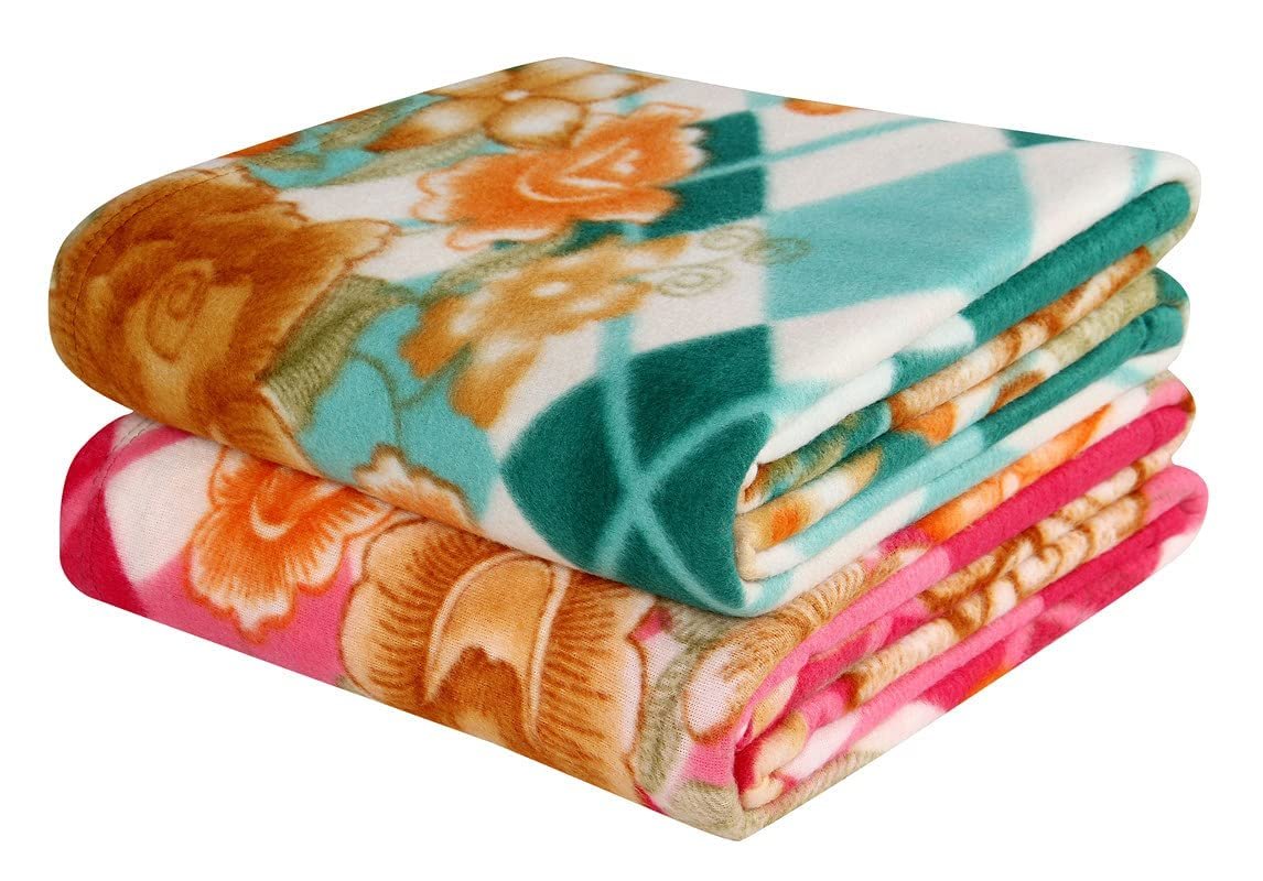 BSB HOME All Season Miltipurpose Polar Fleece Blanket Combo| Assorted Multicolour Lightweight Blanket | Set of 2, 60x90 inches | TC - 220