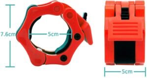 iVee international Olympic Barbell Collar Lock, Weight Bar Plate Locks Collar Clips, Barbell Clamp 50MM Size, Set of 2 Pieces for Workout, Weightlifting, Fitness & Strength Training (Red)
