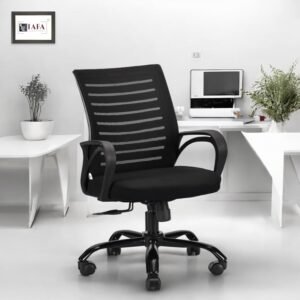 IAFA FURNITURE Diego Office Chair with Height Adjustable Mechanism, Ergonomic Mid-Back Mesh Design |Heavy Duty Metal Base | Multi-Adjustment Revolving Chair (Black) (Self Assembly)