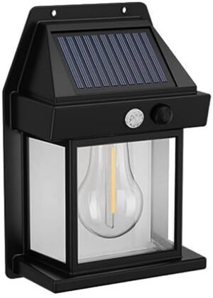 FIND STUFF Solar Wall Lights Outdoor,Wireless Dusk to Dawn Porch Lights Fixture,Solar Wall Lantern with 3 Modes & Motion Sensor Waterproof Exterior Lighting with Clear Panel for Entryway Outdoor
