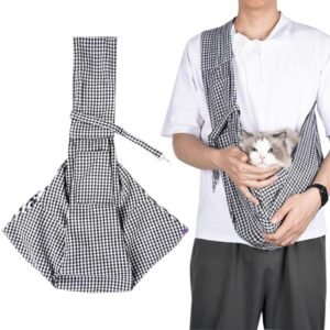Qpets® Dog Carrier Bag Foldable Pet Carrier Backpack for Small Cats & Dogs Breathable Travel Bag Snap Button Design Lightweight Sling Small Pet Bag for Outdoor Use (Up to 5kg Pets)