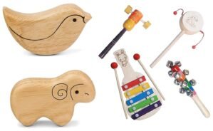 Channapatna Toys Wooden Baby Rattles & Animal Shakers for 6 to 12 Months | Gift for New Born Baby Toys Girl Boy Infants 0 to 6 Months – Set of 6 pcs – Non Toxic Multi Colors