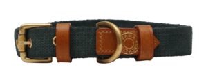 VamaLeathers Sustainable & Eco Material Dog Collar. 100% Cotton Canvas with Sturdy Solid Brass Buckle. Hand Made, Color- Green, Size- Large, Suitable for Neck Sizes 20-25 Inch, Width 1.25 Inch.