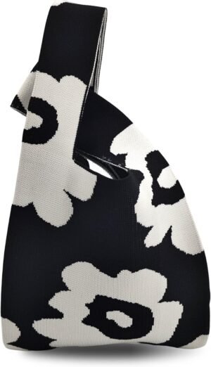 Kawn® Crochet Wrist Handbag for Women Wristlet Handbag Sleeve Knot Pouch Portable knitted breathable lightweight foldable Casual Small Purse Cute Tote Bag For Shopping, Dating, Travel