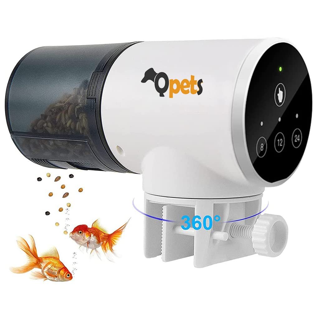 Qpets 3 Way Automatic Fish Feeder, Timer Turtle Food Fish Tank Accessories For Marine Aquariums Pond(Not Including Battery)(Plastic), 16.1 Cm X 11.7 Cm X 8.4 Cm