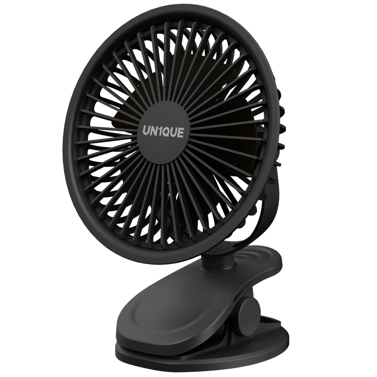 UN1QUE Mini Portable Fan Battery Operated, 6 Inch Powerful USB Table Fan, 3 Speed Quiet Rechargeable Fan with Less Vibration, 720° Rotate Personal Mini Fan for Home Office Stroller Camping