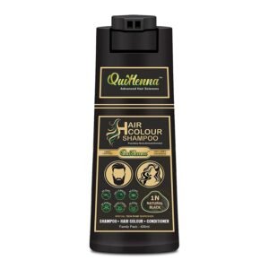 QuikHenna Hair Colour Shampoo 1N Natural Black 400ml | For Men and Women |Ammonia Free | Instant Easy Grey Coverage | Salon like Hair Color at Home – Quick & Effortless |Root Hair Dye Coloring