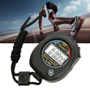 JUSTAKEIT Sports Waterproof Stopwatch Timer Set, Multi-Function Electronic Digital Stopwatch | Large Display with Date Time and Alarm | Coaches, Sports Timer, Running, Gym, Outdoor (Black-1)