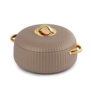 Cello Aurum Luxury Inner Stainless Steel Insulated Hot-pot 1500ml, Brown | Easy Grip Lid & Frim Twist Lock | BPA-Free, Durable, Suitable for Hot & Cold | Hot Box for Kitchen | Hot Pot for Home