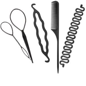Hair Braid Maker Hair Styling Accessories Ponytail Hair Twist Tool Magic French Braid Tool/Bump Up Volume Hair Inserts/Topsy Tail Kit/Bun Maker/Hair Comb for Women…