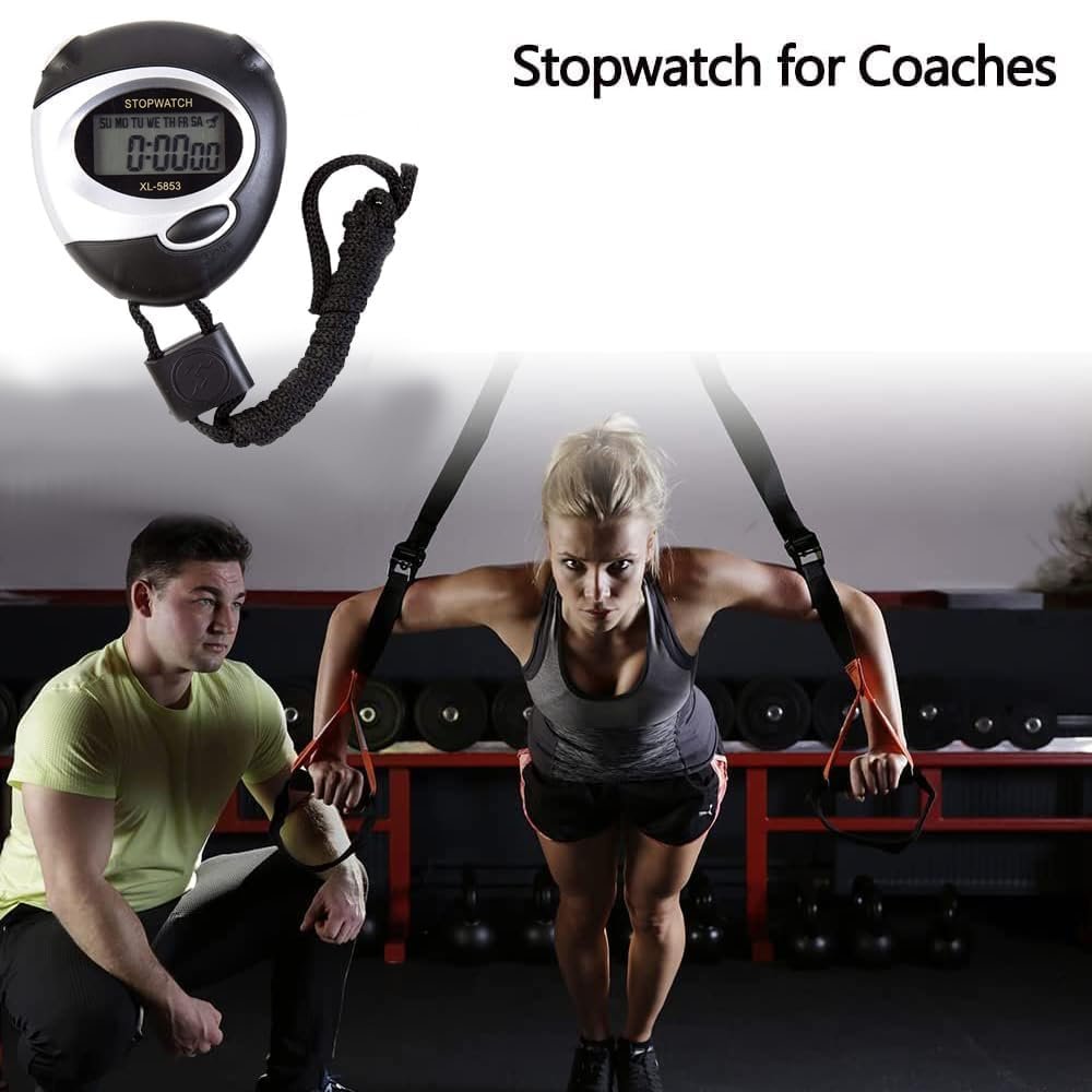 Royals Stopwatch Sport Timer Lap Split Digital Professional Stopwatch with Clock Alarm, Large Display Shockproof Stopwatch for Coaches Swimming Running Sports Training