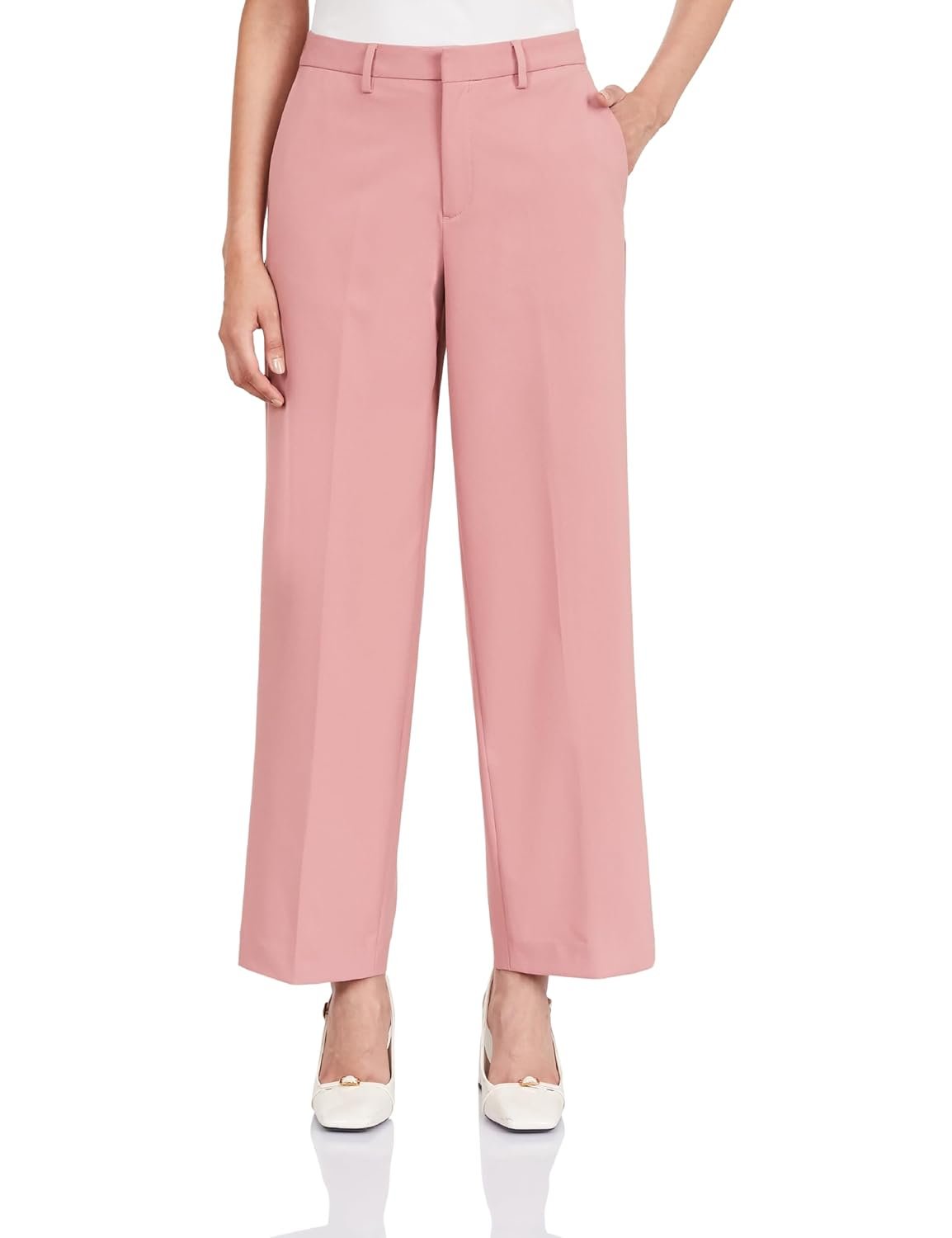Symbol Premium Women's 'Desk-to-Dinner' Wide Leg 4-Way Stretch Formal Trousers (Flexi-Waist | Easy Care)