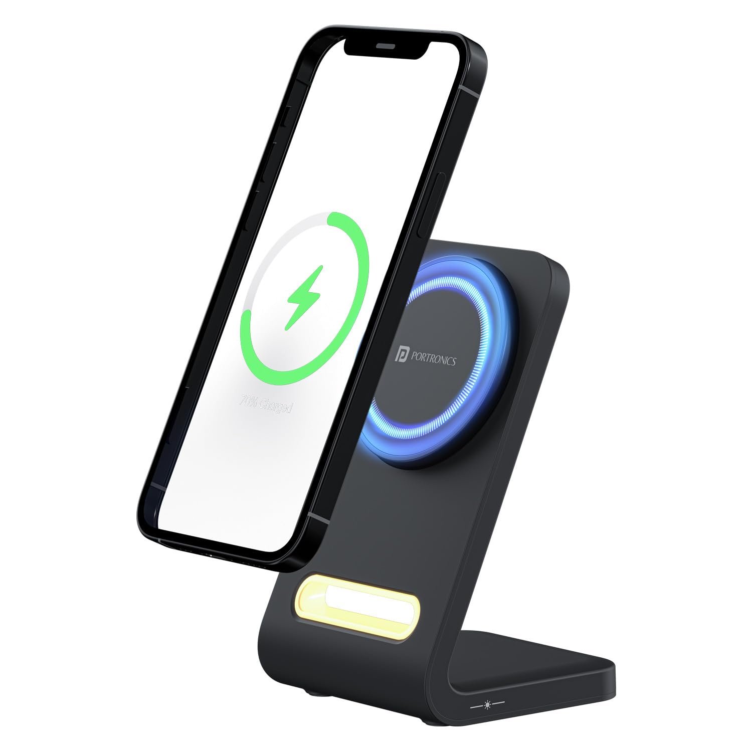 Portronics Flux 15W Qi2 Enabled Fast Charging Wireless Charger, MagSafe Compatible, Best for iPhone 16/16 Plus/16 Pro/16 Pro Max, iPhone 15/15 Plus/15 Pro/15 Pro Max, iPhone 14/13/12 (Black)