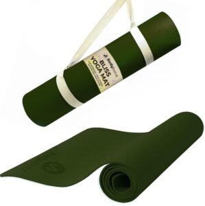 Bodyband Yoga Mat for Women and Men 4mm with Carry Strap EVA Material Extra Thick Exercise Mat for Workout Yoga Fitness Pilates and Meditation, Anti Tear Anti Slip For Home & Gym Use – Army Green
