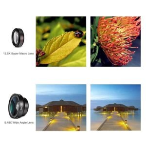 MAXXOX Mobile Camera Lens, 0.45X Super Wide Angle Lens, 15X Macro Lens, Clip-On 2 in 1 Professional Kit for TIK Tok, Vlog, YouTube, Reels Compatible with All Smartphones-(Black)