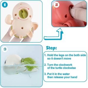 SUPER TOY Bath Toys, Cute Swimming Turtle Baby Bath Tub Toys for Toddler 1-5, Water Pool Floating Wind Up Toys for 1 Year Old Boy Girl Gifts, Infant Toddlers Kids Bathtub Toys, 3 Pack