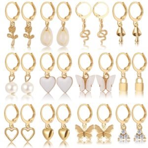 Shining Diva Fashion 12 Pairs Combo Set Latest Stylish Drop Earrings for Women and Girls (15859er)