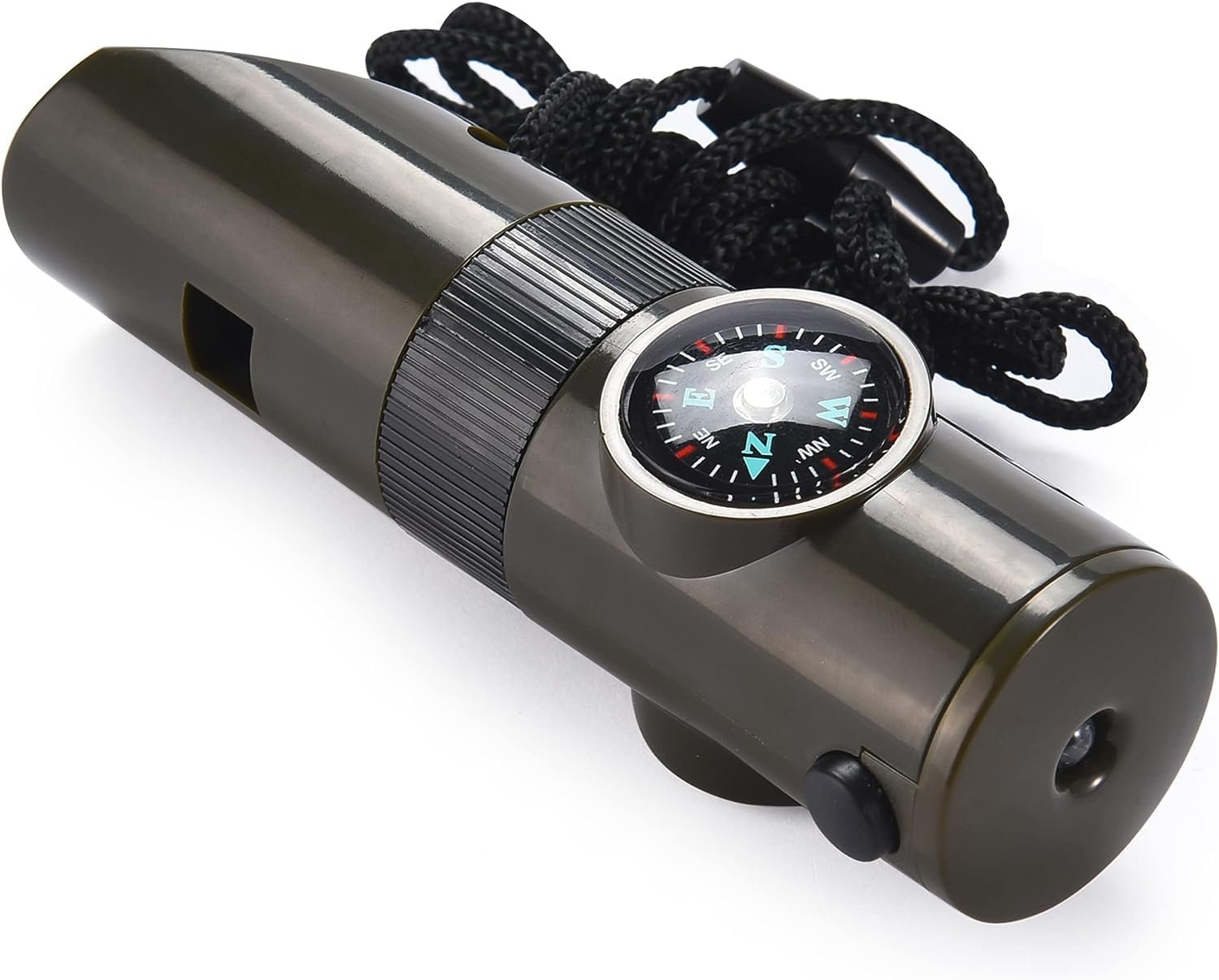 TrekEaze Emergency Survival Kit - 7-in-1 Multi-Function Whistle with LED Light, Compass, Thermometer, and Lanyard for Camping, Hiking, and Adventure