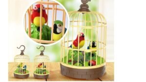Graphene Realistic Singing & Chirping Bird Toy Battery Operated Bird in Cage with Sensory Touch,Gift for Baby Birthday Educational and Entertaining Toy Musical Singing Home Decor Garden