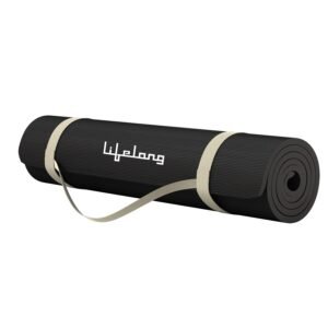 Lifelong Yoga mat for Women & Men EVA Material 4mm Black Anti Slip for Gym Workout