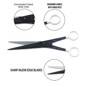 Salon Hair Cutting Scissors Barber Men Women Hair Cutting Scissor Saloon Scissors Set Combo Razor Comb Barber Accessories Hair Trimming Kit, Hairdresser Tools Haircutting Shears for Men Women