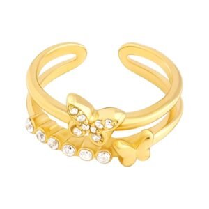 GIVA 925 Silver Golden Butterfly In Love Ring, Adjustable | Gifts for Women and Girls | With Certificate of Authenticity and 925 Stamp | 6 Month Warranty