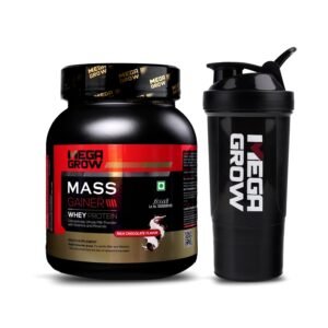Megagrow Mass Gainer with Shaker 1kg,Milk Chocolate High Calorie Protein Powder for Weight Gain/Muscle Building & Growth|Bulking Supplement Powder|For Unisex-10 Servings,1000 grams