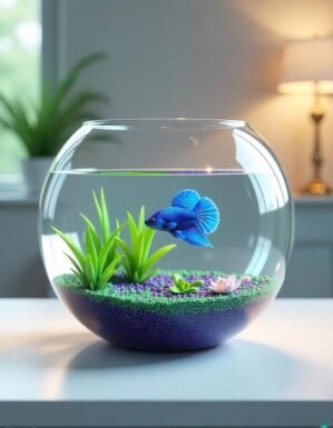 RBB Pet Kingdom 8-Inch Glass Fish Bowl – 4 Liter Capacity, Elegant Round Aquarium for Fish, Aquatic Plants, and Home Décor