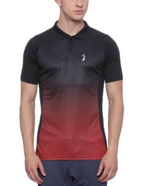 Campus Sutra Men’s Black and Blue Ombre Dri-Fit Activewear T-Shirt Regular Fit for Casual Wear | Structured T-Shirt Crafted with Comfort Fit and High-Performance for Everyday Wear