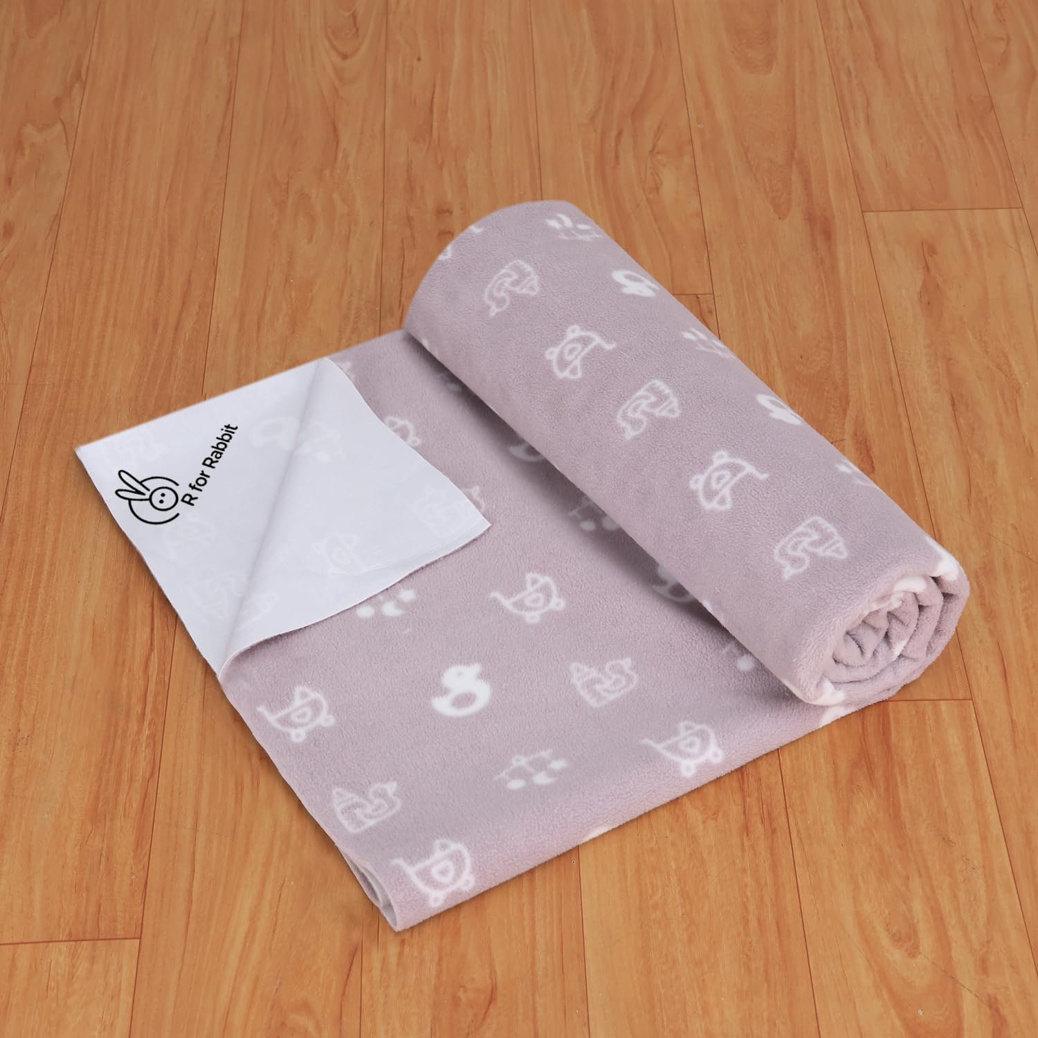 R for Rabbit Waterproof Quick Dry Sheet for Baby | Anti-Piling Fleece Breatheable Fabric Extra Absorbent Instant Dry Baby Bed/Cot Protector Mat (Size-M,Grey)