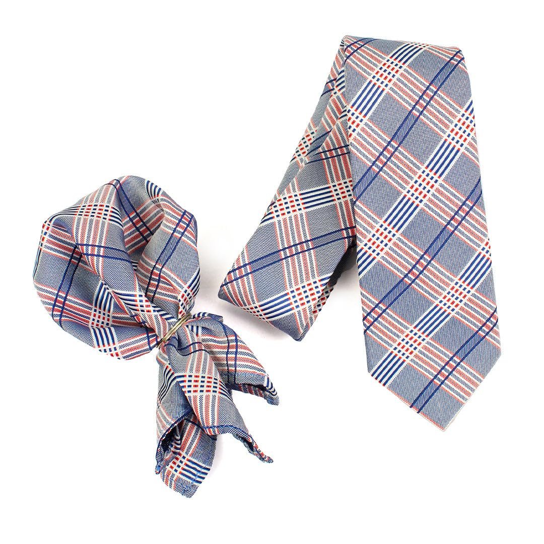 Peluche Perfectly Styled Blue Neck Tie & Pocket Square Set for Men