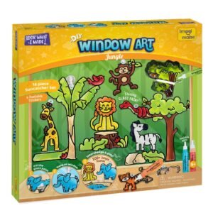 Imagimake Window Art Jungle|Glass Painting Kit|Sun Catcher|Art and Craft Kit|Toys for Girls & Boys|DIY Kit for Kids|Birthday Gift for Girls & Boys 5+ Years,Multicolor