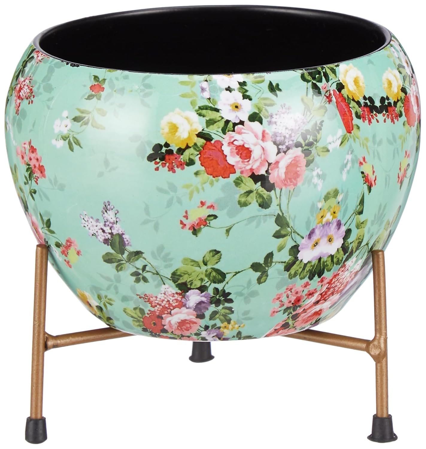 Amazon Brand - Solimo Flower Planter with Tripod Stand | Metal Table Top Flower Pot | Indoor Flower Planter for Home Garden Décor | Best Suited for Indoor Plantation