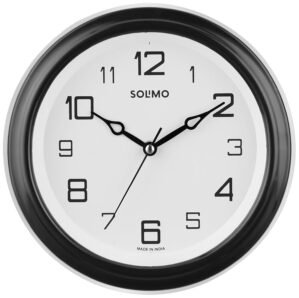 Amazon Brand – Solimo Abstract Wall Clock | Round | Plastic | 8 Inch | Black – Analog