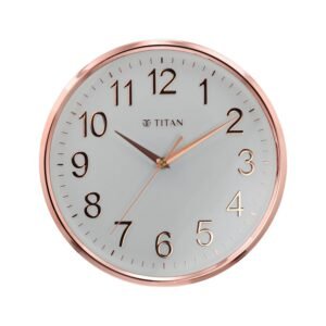Titan Contemporary Rose Gold Metallic Finish Wall Clock With Silent Sweep Technology – 30 Cm X 30 Cm (Medium) – Analog
