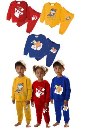 Toddylon Kids Clothing Sets Baby Boy & Girls Regular Fit Cotton Wear T-Shirts and Pyjamas Set | Sweatshirt & Pant | Pullover & Jogger | Track Suit (Pack of 3, 18-24 Month)