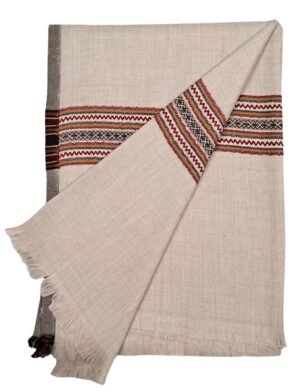 Arvore Bunkaar Plain Woollen Men’s Dhariwal Indian Lohi/Shawl with Kullu Border [45″ X 90″]