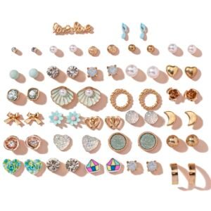 Shining Diva Fashion 30 Pairs Combo Set Latest Stylish Crystal Pearl Earrings for Women and Girls (15283er) Valentine Gift for Girlfriend