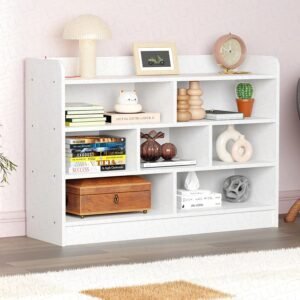 Lukzer 7-Section Storage Organizer – Engineered Wood Cabinet with White Finish for Home, Office, Classroom & Daycare (MR-008/70x23x93cm)