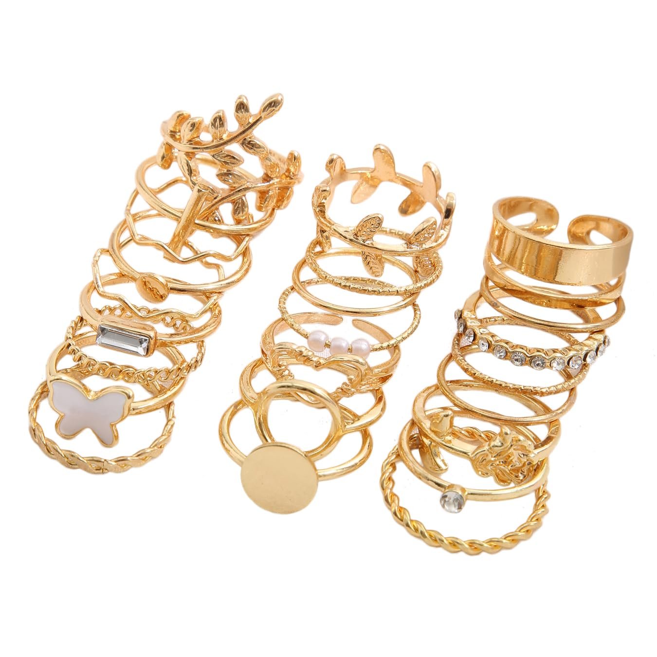 Shining Diva Fashion Set of 24 Latest Stylish Gold Plated Rings for Women and Girls (15206r)