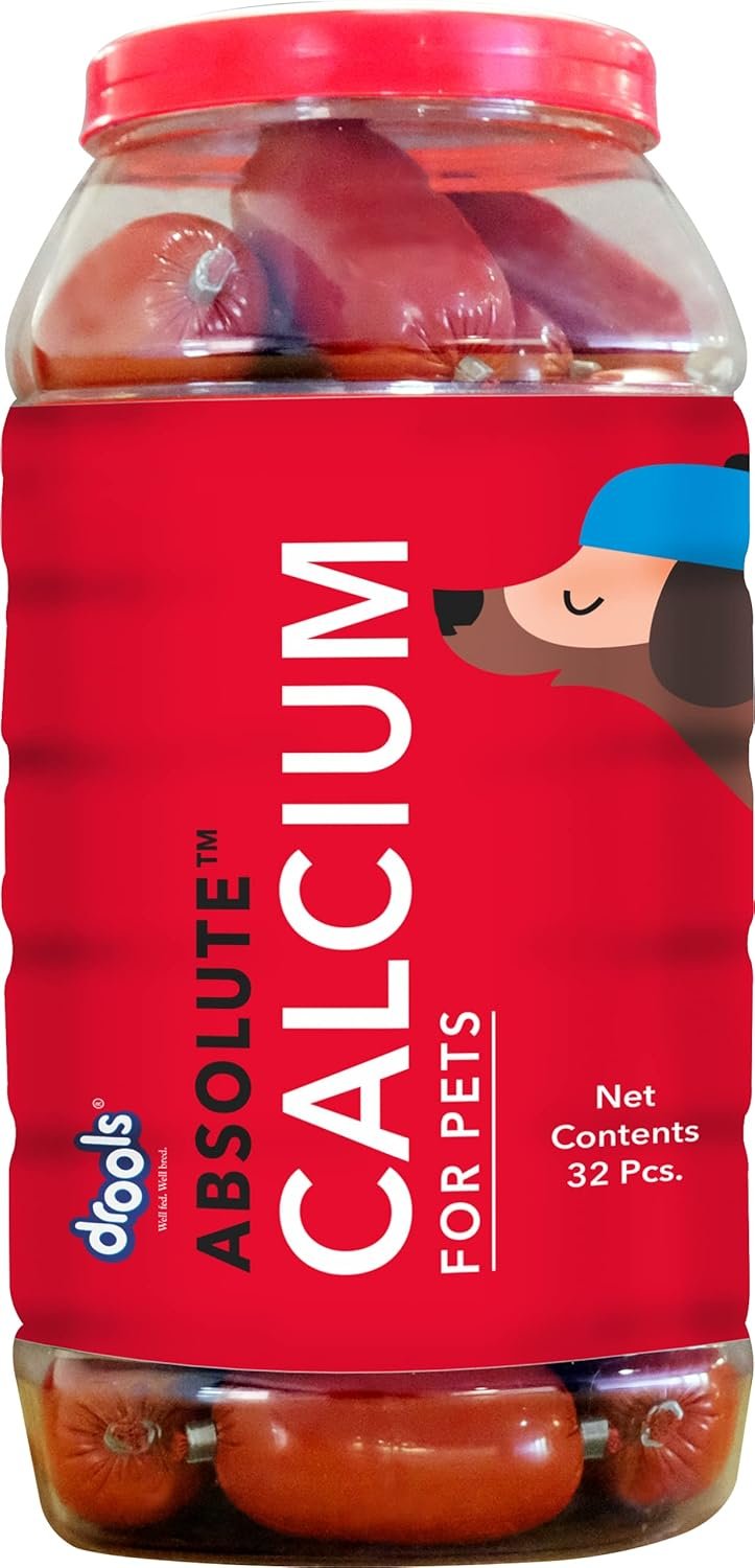 Drools Absolute Dog Supplement Sausages, Calcium Falvor 32 Pcs Jar
