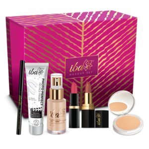 Iba Makeup Gift Set for Women (Fair) | Foundation, Compact, Primer, Lipsticks, Kajal | Eid Makeup Gift Set for Women | Long Lasting | Full Coverage | Bridal Makeup Kit for Women | 100% Vegan & Cruelty-Free (6 items makeup combo in the one set)