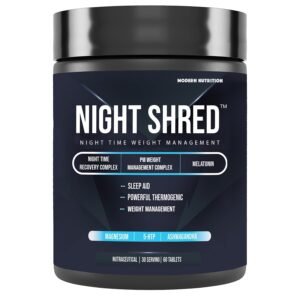 Night Shred | Advanced Night Time Fat Burner for Men Women | Natural Sleep | Appetite Suppressant | Powerful Thermogenic | Weight Loss Supplement | Belly Fat Burner for Men Women | Hydroxycut | CLA | L-Carnitine | Melatonin 5mg | Ashwagandha | 60 Tab