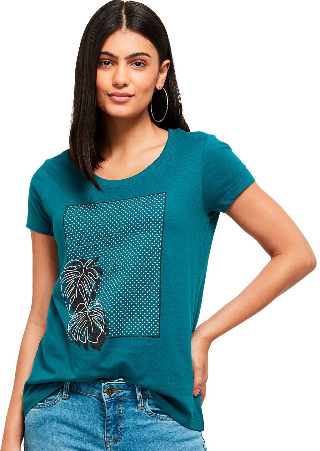 Max Regular Fit Women Printed Round Neck T-Shirt