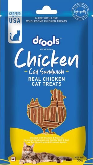 Drools Chicken Cod Sandwich Cat Treats,35gm Pack, All Life Stages