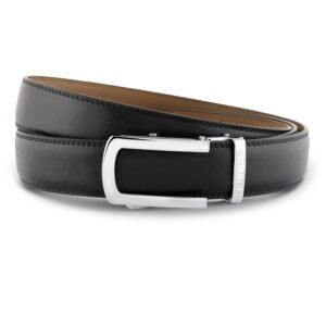 HALDEN Luxury Leather Belts For Men Original (Free Size Fits Up to 44 Inch Waist) Adjustable Ratchet Straps, Unique Magnetic Auto-lock Buckle Mens Belt Formal