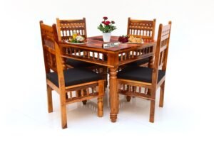 RK DECK INCREDIBLY DECOROUS Solid Sheesham Wood Dining Room Sets || Wooden Dining Table With Chairs|| Dining Table Set For Home Living Room Furniture (Traditional-Style-01, 4 Seater)