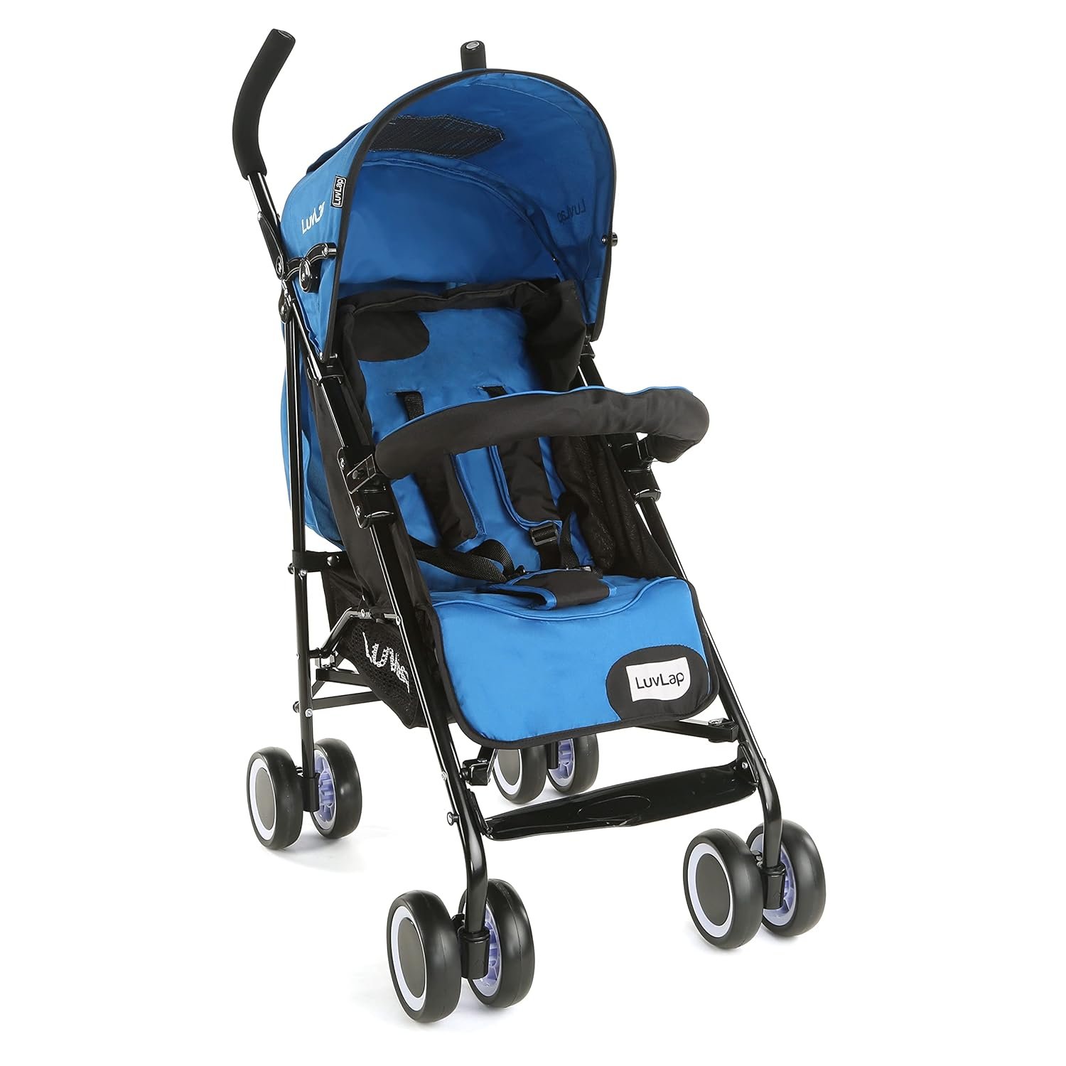 LuvLap City Baby Stroller/Buggy, Lightweight, Compact & Travel Friendly Baby pram, for 6-36 Months Baby, 5 Point Safety Harness, Adjustable seat Recline, extendable Canopy, 15Kg Capacity (Blue)