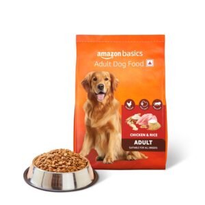 Amazon Basics Dry Dog Food | 5 Kg | Chicken & Rice | with Real Chicken Meat | Kibble for Adult Dogs | Packed with Protein | Suitable for All Breeds