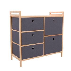 Lifelong Multipurpose Storage 5-Drawer Table Closet| Kitchen and Bedroom Drawer Organizer | Large Fabric Drawers, Shelves with Wooden Frame, Ideal for Clothes| Home & Office Organization